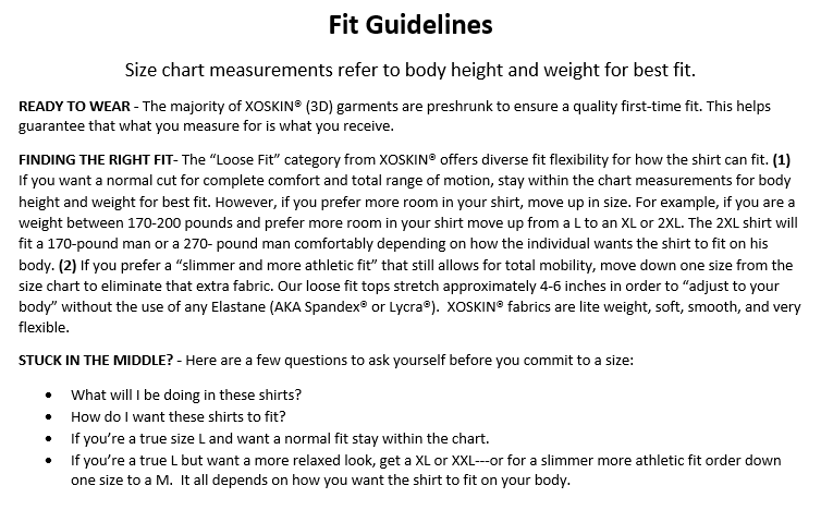 Fit Guidelines