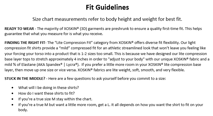 Fit Guidelines