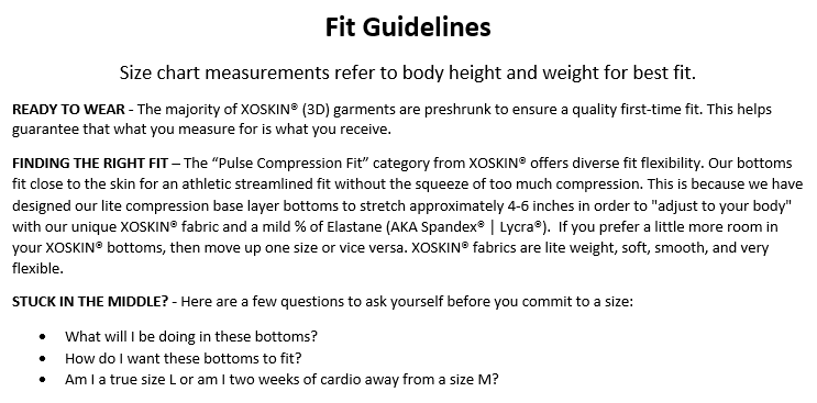 Fit Guidelines